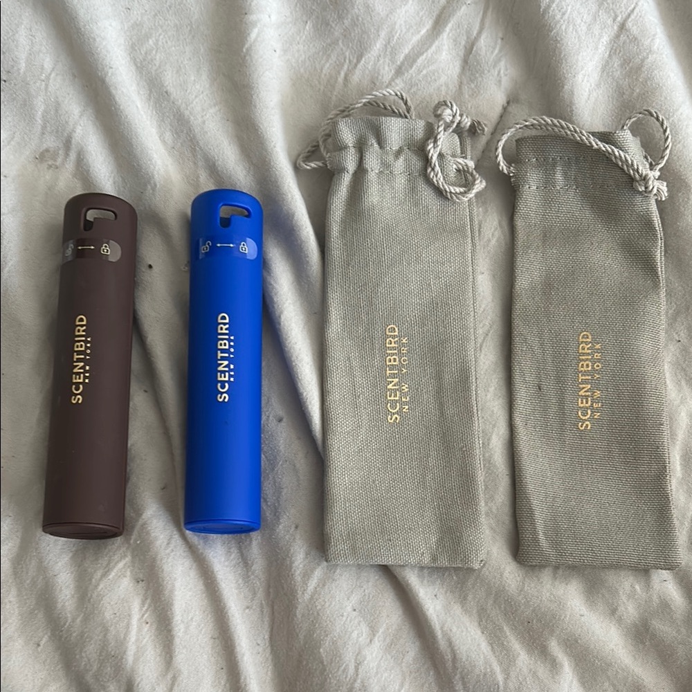 Brown and Blue Perfume Atomizers